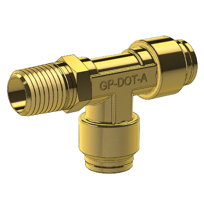 Brass Swivel Push-to-Connect Male Run Tee - Imperial Tube to NPT Thread